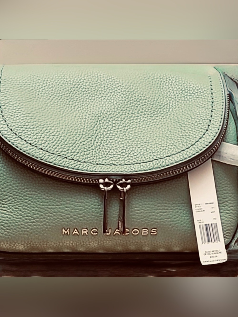 MARC JACOBS WINTERGREEN pebbled leather Saddle Crossbody Bag